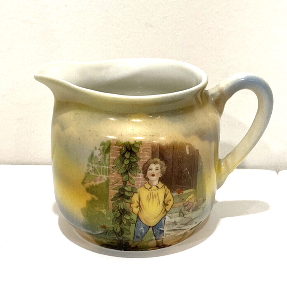 Antique Jack & the Beanstalk creamer 1910's by Three Crown China in Germany - Picture 1 of 11